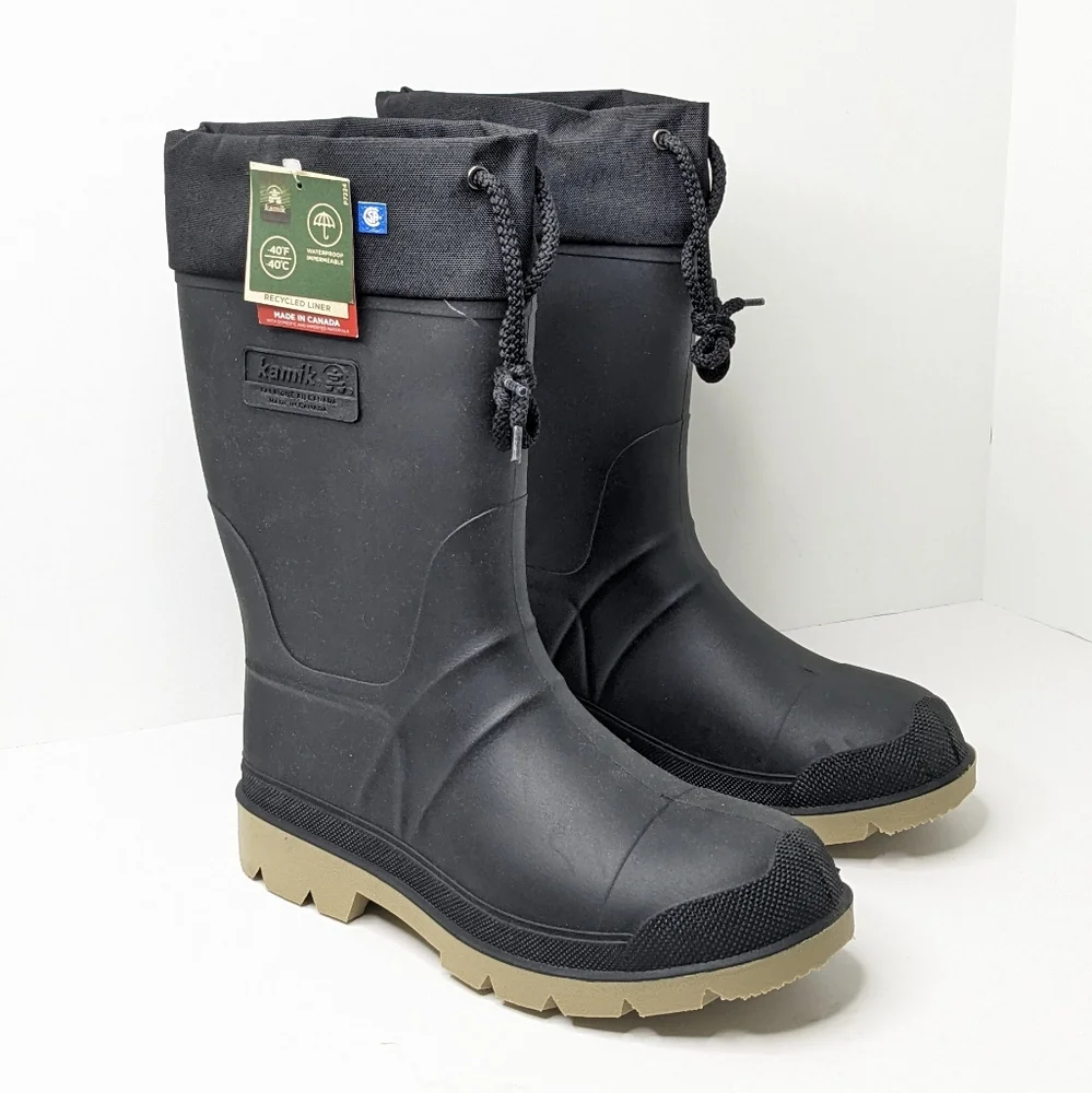 Kamik Workday 2 BX Steel Toe Rain Boots, Black, Men's 8 M